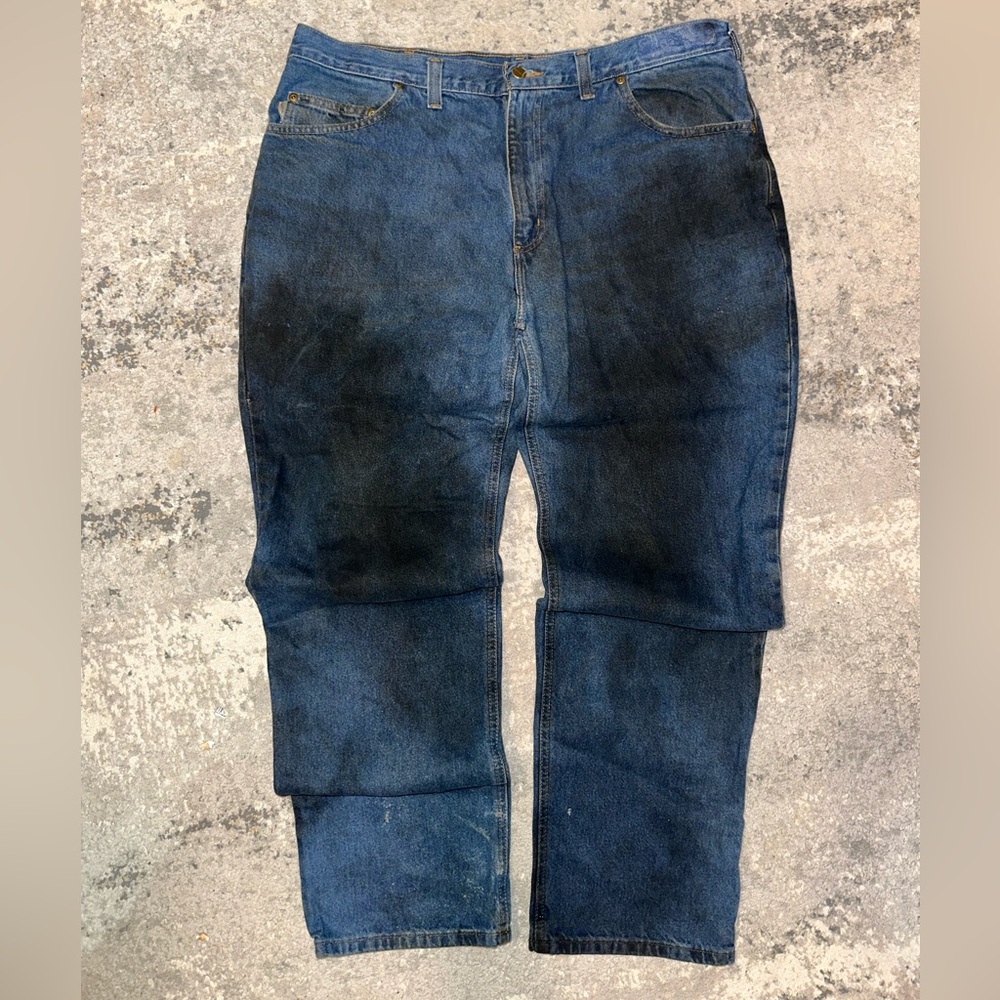 Carhartt Men's Blue and Black Jeans